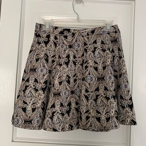 Elegant Black and Cream Patterned Women's Mini Skirt